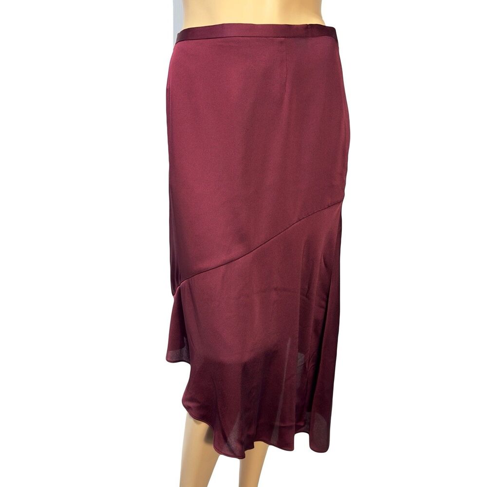 Banana Republic Olivia Palermo Burgundy Bias Cut Asymmetrical Skirt Size 12 NWT